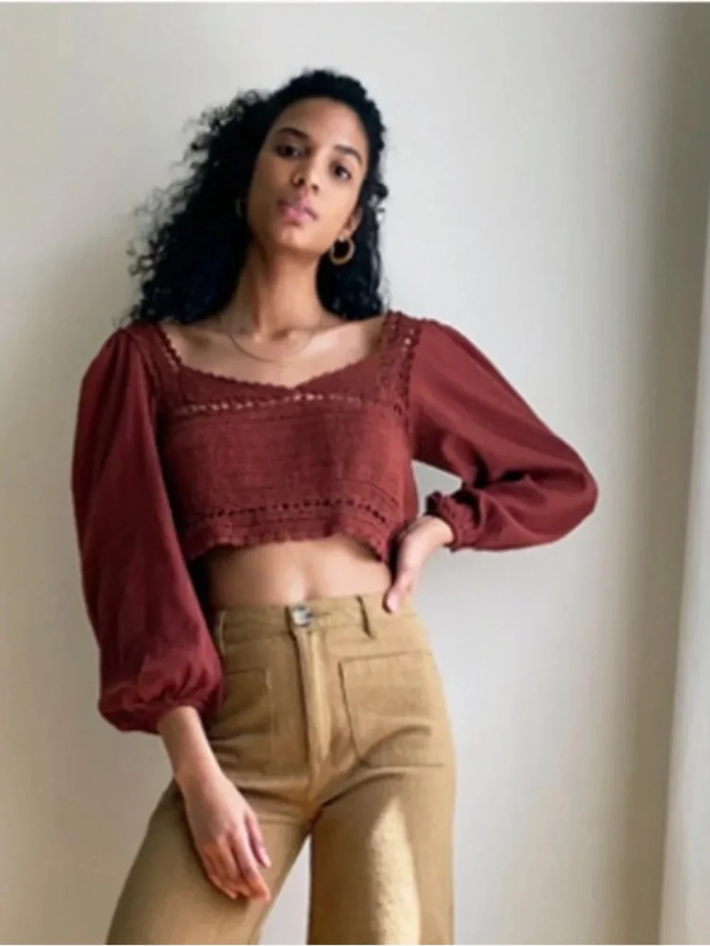 NWOT Free People Cynthia Crochet Top / Brick
